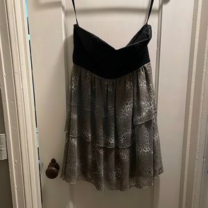 Strapless Black and Grey Cheetah Print Dress